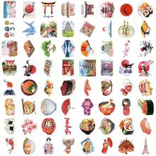 64pcs/Pack Japanese Style Doodle Sticker Set, Featuring Traditional Patterns, Scenery, Food Cartoon Designs For Guitar, Notebook, Luggage DIY Decoration, Personalized Scrapbooking Scrapbook Supplies Stationery Stickers