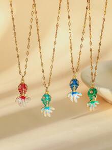 1件简约镀金铜锦鲤鱼吊坠项链，适合女性日常佩戴 - 錦鯉 - 查看 1