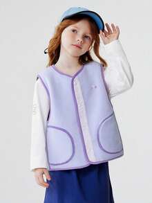 mini bala Girls' Anti-Static Fleece Jacket, Unisex, Warm Fleece Fabric, Outdoor Wear, Spring - Pink Purple - View 1