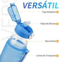 YC-HOGAR Botella de Agua 1L Moda Deportes Al Aire Libre Antifugas Viaje Portátil Hidratación Taza Libre de BPA Duradera Ligera Ecológica Aventura Fitness - Azul - Ver 3
