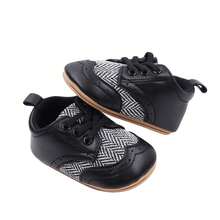 Toddler Boy PU Walking Shoes Patchwork Casual Baby Flats Breathable Infant Crib Shoes For Newborn - 黑色 - 查看 3