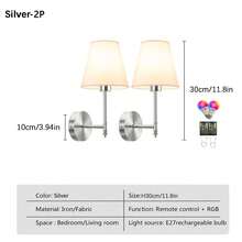 2pcs Wireless Fabric Wall Lamp, RGB Color Changing, Remote Control Dimmable, Touch Switch Detachable, Bedroom Living Room Atmosphere Decor Light (Gold/Black/Chrome) - Multicolor - View 14