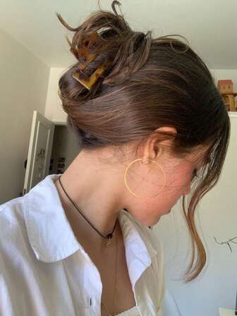 1PC Geometric Cutout Leopard Print Half-Up Hair Clip Back-Of-Head Hairpin For Thin Hair Elegant Hair Claw Hair Claw, Accsesories For Women,Accsesories