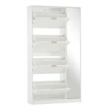 Modern Shoe Cabinet With Mirror, 4 Fold-Down Storage Compartments, Adjustable Shelf Behind The Right-Hand Mirror, Ideal For The Entryway, White, Dimensions: W 80/H 147/D 24 Cm (Old Reference: N657P20154449W) - trắng - Xem 8