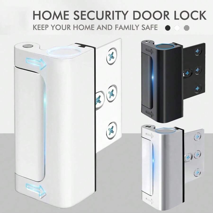 2pcs Security Door Reinforcement Locks, Door Reinforcement Lock With 3 Inch Stop Withstand 800 Lbs For Inward Swinging Door, Upgrade Night Lock To Defend Your Home Suitable For Occupational Work Industrial - Silver/Black - View 1