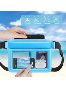 Bolsa Impermeable Flotante Grande para Celular, Riñonera Correa Cintura Funda Seca Cartera Móvil Universal Pasaporte Reloj Objeto Valor Imprescindible Playa Kayak Náutica Nadar Esnórquel -Azul,37413462 - Marrón Chocolate - Ver 5
