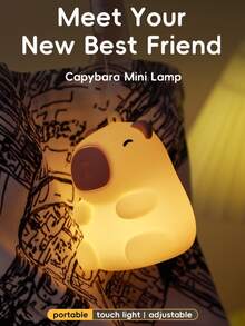 Capybara Sleep Night Light - Adjustable Brightness And Color, Soft Silicone Bedside Lamp With Touch Control And Rechargeable, Suitable For Room Decor And Stress Relief Gift - Multicolor - View 2