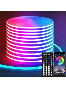 TYUTE 5v RGB Neon Bluetooth Infrared Color-Changing Light Strip, Equipped With A 44-Key Multi-Functional Remote Control. The Application Controls The Lighting And Music Synchronization. The Available Length Ranges From 3.28 Ft To 16.4 Ft. It Is Suitable For Christmas, Home Decoration, Parties, Weddings, Birthdays, And Festival Lighting - Ánh sáng màu - Xem 2