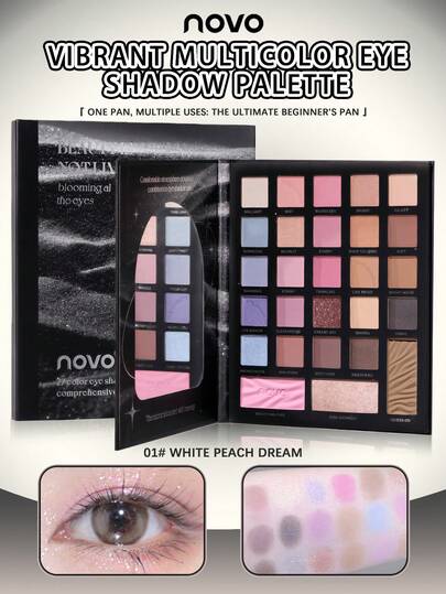 NOVO 27 色多功能眼影盘，哑光和闪光轮廓，腮红，荧光笔，化妆师必备眼影盘