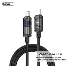 REMAX Uniwersalny kabel ładujący C01 wykorzystuje szeroko kompatybilne układy scalone, charakteryzuje się trwałą plecioną konstrukcją i kompatybilnością z dwoma interfejsami, dzięki czemu nadaje się do wielu popularnych marek telefonów komórkowych i protokołów ładowania. - Czarny (CC-100W) - Zobacz 1