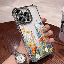 1pcs Colorful Wildflower Butterfly Phone Case Compatible with Apple Phone17 16 15 14 13 12 11 ProMax  Antidrop Phone Case Camera Protection Phone Case Vintage Girlish Style Light Luxury Style Cute Elegant Fashion You Can Give It To Yourself Can Be Given To Friends - Plateado - Ver 4
