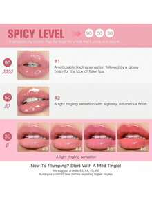 Lakerain丰唇油，蕴含辣椒提取物，瞬间抚平唇纹，丰盈双唇，超保湿滋养唇彩，丰唇精华，丰盈保湿唇油，丰盈亮泽唇釉，微针效果，玻璃锁水气垫唇釉——冬季必备，Y2K时尚，生日礼物和派对完美之选，最佳色号，勾勒唇形，丰盈玫瑰红透明唇油。情人节礼物 - 彩色 - 查看 6