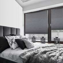 Pleated Fabric Window Shade, Light Filtering, Cordless, 34" W X 72" H, Gray - Xám - Xem 2