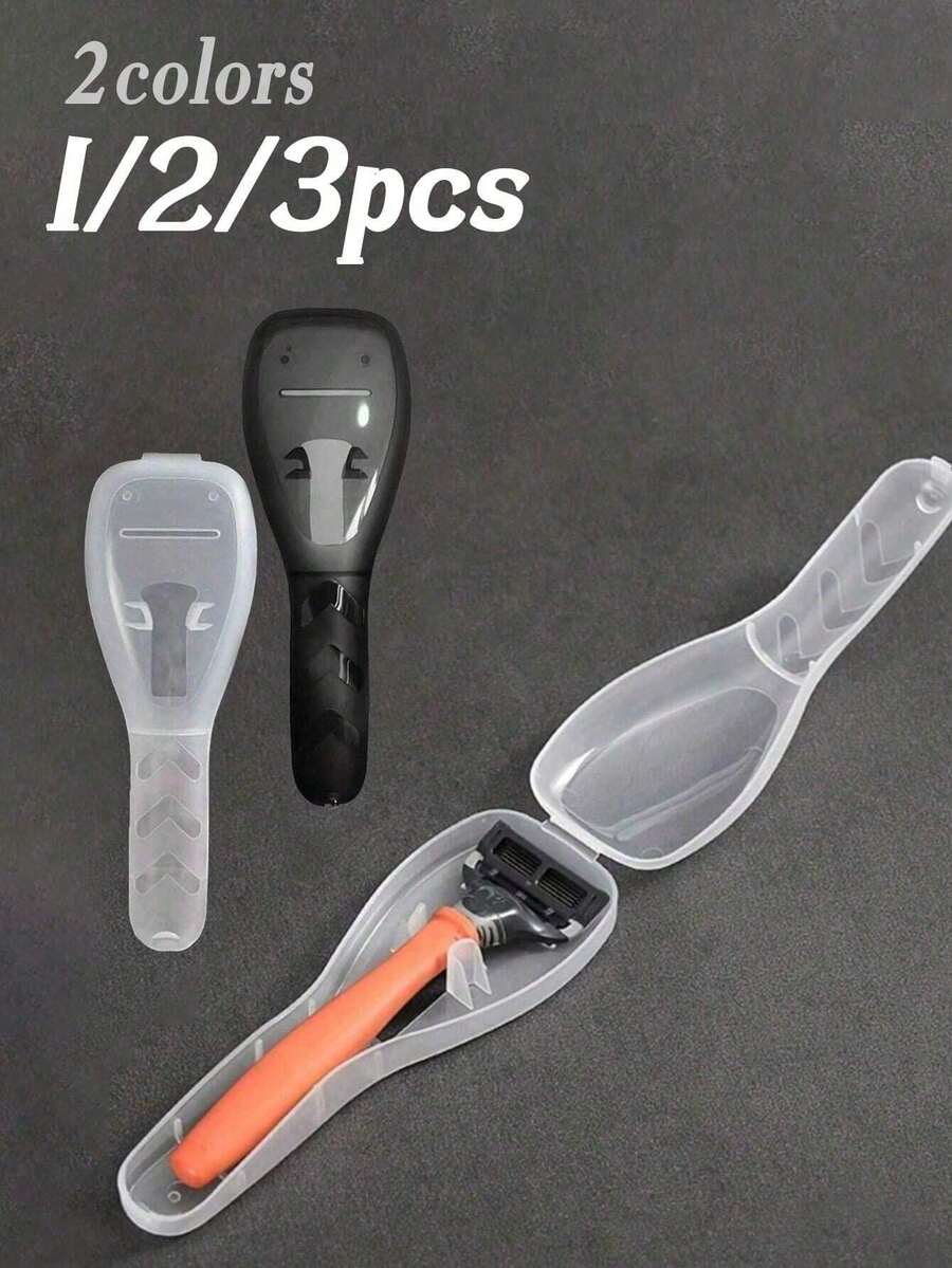 1/2/3件裝塑膠旅行刮鬍刀收納盒,戶外露營商務旅行便攜刮鬍刀收納盒,開學季旅行必備,海灘夏季度假收納盒,男友禮物配件,情人節禮物 - 彩色 - 查看 1