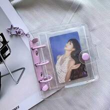 1pc A8 Single-Layer 10-Card Capacity 3-Inch Photo Card Holder Loose-Leaf Album, PVC Idol Photo Storage Album, Stargazing Photo Card Album, Student Stationery Photo Album, Minimalist Style DIY Photo Album Card Collection Flip Book