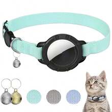 Breakaway Reflective Cat Collar With AirTag Holder, Ultra-Light Safety QR ID Tag + Bells For Cats & Kittens