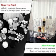 1pc 3-Tier Transparent Acrylic Desktop Organizer, Multi-Function Stationery Storage Box, Office Supplies Holder, Desk Accessory, Bedroom Decor, Home Organization, Back To School, Gift For Girls, Makeup Room Decor - Multicolor - View 5