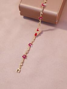 Trending Cross-Border Cute & Sweet Bracelet With Flower, Zirconia, Bow, 18K Gold Plated, Valentine's Day Gift - Bow - View 7