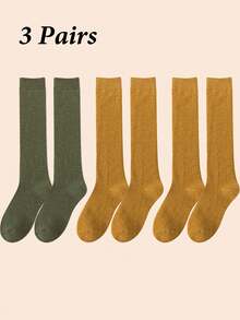 3 Pairs Men's Thick Thermal Thermal Lined Long Socks, Warm For Autumn/Winter - Multicolor - View 27