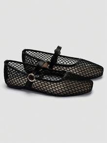 Giày bệt nữ ADAMUMU thời trang, giày ba lê, giày khiêu vũ thời trang bằng vải lưới ren thêu, giày bệt màu trơn thoáng khí, giày bệt mũi vuông màu sáng, thời trang và thoải mái. - màu đen - Xem 4