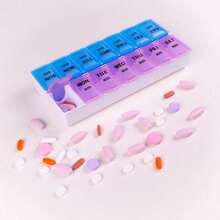Weekly AM/PM Medication Dispenser, 7-Day Twice-A-Day Pill Organizer With Easy-Open Lids, Large Pill Case Pill Box For Pills Vitamin Supplements Medication, Valentine'S Day Valentines Summer Outfits - 藍色 - 查看 5