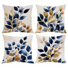 MEMNUN Bộ 4 vỏ gối in hình lá màu nước xanh dương và nâu [Không kèm ruột gối], kích thước 17.7*17.7in (45*45cm)/19.69*19.69in (50*50cm)/15.75*15.75in (40*40cm), [In một mặt], Vỏ gối trang trí bằng polyester phong cách tối giản hiện đại cho ghế sofa, giường, phòng khách, phòng ngủ, xe hơi, văn phòng, khách sạn, món quà hoàn hảo cho gia đình và bạn bè, phù hợp mọi mùa. - Nhiều màu - Xem 13