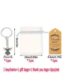 Set da 30/18/3 pezzi, ciondolo portachiavi angelo custode, sacchetto regalo e biglietto di ringraziamento, decorazione per borse, distribuzione per il Ramadan, regali, laurea, decorazione, adatto per matrimoni, feste di compleanno, battesimi, cerimonie di comunione, regali di Ringraziamento e distribuzione per occasioni commemorative - A - Visualizzare 7