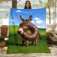 1pc Donkey With Donut Head Flannel Blanket | Soft And Warm, Lightweight, Ideal For Sofa, Bedroom, Living Room, Bed, Couch, Chair, Gifts For Family Or Friends, Camp, Travel, All Seasons Use, Polyester, Digital Print, Machine Washable Perfect Christmas Gift For Loved Ones, Ideal Valentine's Day Gift For Her/Him Perfect Gift For My Sister Bestie, Ideal Warmhearted Gift For Girlfriend, Thoughtful Souvenir For Boyfriend, Cozy Gift For Best Friend, Personalized Gift For Him/Her, For Pets, Sofa, Bed, Car, Bedroom, Living Room, Office, Outdoor Camping, Beach, Wall Decoration, Bedroom Decor, Halloween Blanket, Fall Decor, Christmas Decor, Office Decoration - 混合色 - 查看 12