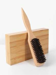 1pc Unisex Boar Bristle Smooth Comb, Tames Frizzy Hair, Edge Control Comb, Fluffy Wooden Handle Comb, Detangling Comb, Controls Hairline, Sleek Ponytail Comb - Includes Wide-Tooth Detangling Comb And Smoothing Comb, Convenient For Parting, Styling, Polishing And Straightening Hair, Creates Smooth, Frizz-Free Hairstyles, Suitable For Men And Women, Recommended As A Christmas Gift - Beige - View 12
