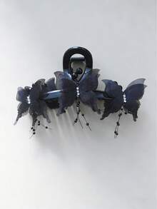 1件新款女士网纱珍珠蝴蝶结超大爪形发夹，优雅发饰，适合拍照，可作发夹、发卡、发夹、发饰、抓发夹等，秋冬季度假装扮及夏季沙滩造型必备。 - 白色 - 查看 10