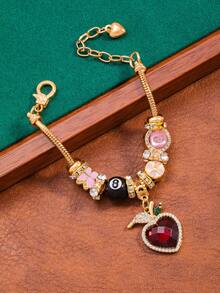 1pc Geometric Harajuku Style Casual Ins Heart, Bowling Ball, Butterfly Delicate Bracelet - Small Ball Heart Bracelet - View 3