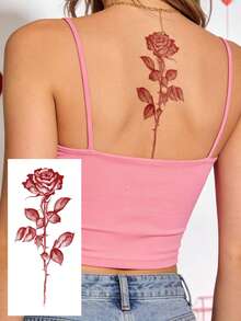 STARTTOOS 6PCS/1pc Multi-Specification Patterns Romantic Valentine's Day Temporary Tattoos, Rose/Rambling Rose Bouquet Pattern, Suitable For Wrists, Ankles, Chest, Abdomen, Back - DIY Daily Party Festival Gift, Waterproof Realistic Body Tattoo Stickers - Multicolor - View 6