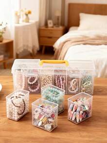 2 Stücke/1 Stück transparente mehrstöckige Werkzeugbox, große Kapazität tragbare transparente Werkzeugbox - ideal für Elektriker und Heimwerker, Schreibtisch- und Schubladenorganizer, Haushaltsgrundbedarf - Verschiedenfarbig - Übersicht 6