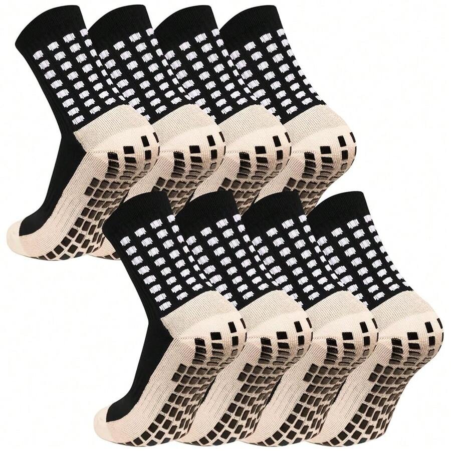 Men'S Grip Soccer Socks Anti Slip Athletic Socks Non Slip Football Basketball Socks With Grip Pads2/4/6 - 4Đen - Xem 1
