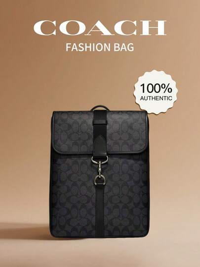 Coach Blaine Canvas Backpack, Medium Size Bookbag Travel Bag, With Dog Leash Clip CJ575 QBO4G