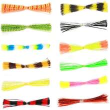 Falda de pesca para pesca de hule, señuelos, faldas de anzuelo de silicona, 12 paquetes de 50 hebras de anzuelo de pesca,37426534 - Multicolor - Ver 2