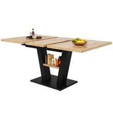 Telescopic Dining Table (118-157*70*75cm), Extendable Table, Kitchen Table, Extendable To 118-157cm Using Internal Extension Leaves, For Kitchen And Living Room, Wood-Colored Dining Table - 黑色 - 查看 4