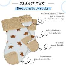 Baby Boys Socks Thick Terry Socks, 10 Pairs (0-3years Old) For Newborn Boys Girls,Cute Warm Ankle Crew Socks Set - #2熊+狐狸(10只裝) - 查看 8