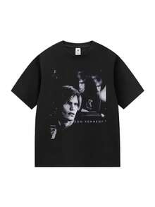 Limited Leon S Kennedy Residents Evil Graphic T Shirt Men Gothic Cosplay Clothing T-Shirts Y2k Unisex Cotton Short Sleeve T-Shirt - 黑色 - 查看 1