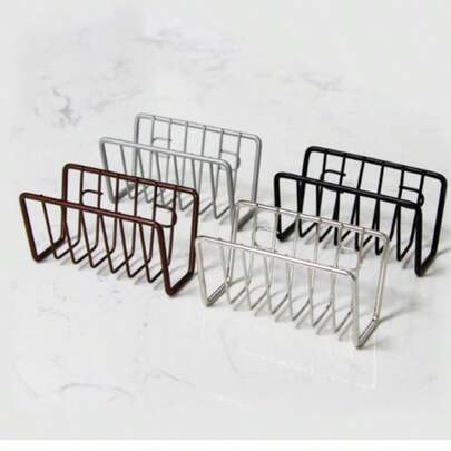 Durable Stainless Steel Sponge Holder - Space Saving Kitchen Organizer With Drainage Slots, Easy To Install For Sink, Countertop, Bathroom - Sponge Storage And Draining Rack, Sink Sponge Holder