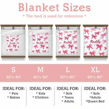 Personalized Name Pink Bow Blankets For Girls, Custom Coquette Bow Throw Blanket With Initial Name, Birthday Gifts For Daughter Women Teen Girls Granddaughter, Customized Christmas Birthday Mother's Day Gifts Coquette Aesthetic Room Decor For Sofa Bed Couch, Cute Preppy Room Decor Aesthetic Soft Lightweight Bow Stuff For Home Bed Sofa Couch Women Friends Gifts, Customizabe Pink Bow Blanket Warm Cozy Fannel Blanket For Bed Couch Sofa Office Nap Travel Office Use - 彩色 - 查看 7