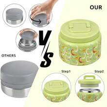 XGHTarro térmico de 8 onzas para alimentos fríos y calientes para niños recientes de almuerzo aiados frasco de cida caliente a prueba de fugas vacío acero inoxidable boca anca - Dinosaurio verdecolorido - Ver 6