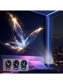 Đèn chiếu USB hình ảnh mộng ảo sáng tạo, đèn ngủ trang trí không gian bằng đèn LED trong suốt di động, hình chiếu cá voi, bướm, sứa, sao biển, thích hợp cho nhiều bề mặt: tường, sàn, trần nhà, v.v., quà tặng sinh nhật. - Nhiều màu - Xem 8