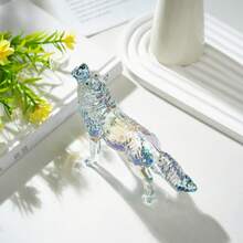 Lup realist din sticlă cristalină solidă, jucărie cognitivă animală, decor de birou pentru birou - Argint - Vizualizare 6