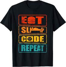 Camiseta unisex de regalo para programador de ciencias de la computación, código de comer, dormir, repetir - Blanco - Ver 1