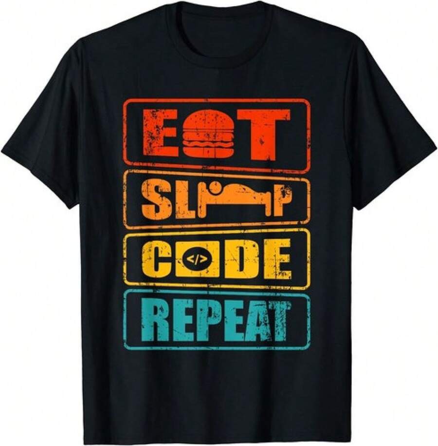Camiseta unisex de regalo para programador de ciencias de la computación, código de comer, dormir, repetir - Blanco - Ver 1