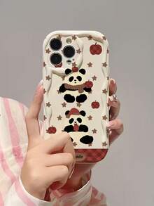 星熊猫印花奶油色波浪边亮面喷漆防摔手机壳，兼容/Galaxy/Redmi - 彩色 - 查看 2
