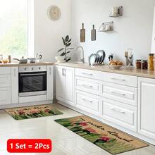 1 pieza Alfombra de lino con estampado de cactus para cocina, baño, entrada, alfombra rectangular impresa en 3D para sala de estar, dormitorio, pasillo, baño, lavandería - Alfombra de poliéster para decoración del hogar interior y exterior - Multicolor - Ver 16