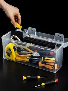 2 Stücke/1 Stück transparente mehrstöckige Werkzeugbox, große Kapazität tragbare transparente Werkzeugbox - ideal für Elektriker und Heimwerker, Schreibtisch- und Schubladenorganizer, Haushaltsgrundbedarf - Verschiedenfarbig - Übersicht 5