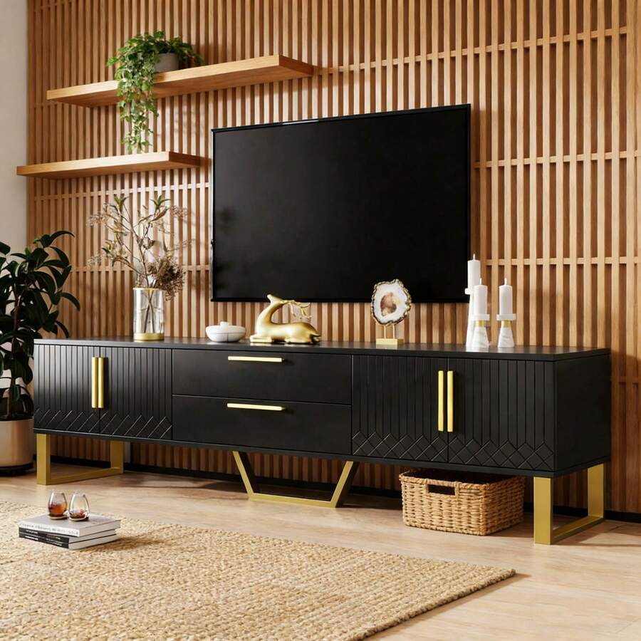 Television Stands & Entertainment Centers - Black + MDF + 60-69 Inches-1 - View 1